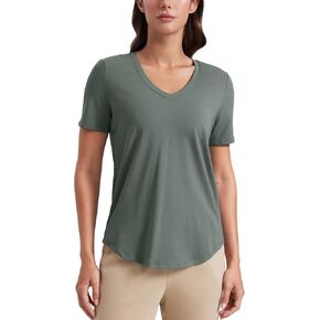 CRZ YOGA Womens Pima Cotton V Neck T-Shirt Short Sleeve Casual Workout Shirts Soft Summer Basic Tee Tops