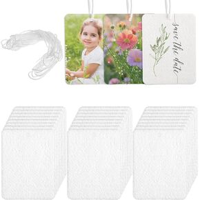 25Pcs Sublimation Air Fresheners Blanks,White Personalized Car Air Freshener Picture with 25pcs Bag and String for DIY Car Interior Decoration and Your Home(3.86 x 2.99Inch)