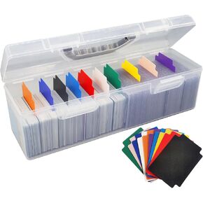 Plastic Trading Card Storage Box, Toploader Baseball Football Sports Card Storage Case with Handle, Clear Playing Card Holder, Holds Up to 200 Toploaders 750 Cards, Fit for Toploader and Standard Card