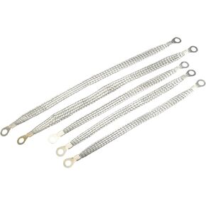 Automotive Ground Strap / 3pcs 10"x 1/2" & 2pcs 13" x 1/2" Universal Vehicle Grounding Cable Straps/With 5/16" Rings Terminal/Braided Tinned Copper/Silver Tone