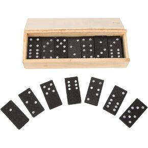 28Pcs Wooden Domino Game Interesting Learning Board Game Wood Cards Educational Kids Toy Set for Toddler and Adult Children Gift