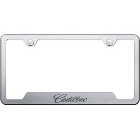 Au-TOMOTIVE GOLD Laser Etched Logo Cut-Out License Plate Frame for Cadilac (Silver)