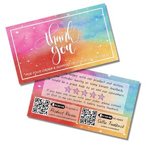 Amazon Thank You for Purchase Cards with Feedback Request & QR Code Link - 2" x 3.5" - Business Card Size - Small Business - Online Store Retailer - Package Inserts (100 Cards, Black/Gold Mandala)