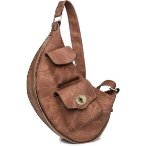 Nefelibata Small Sling Backpack Sling Bag for Women Men, Chest Bag Fanny Pack CrossBody Bags for Travel Hiking Running(Coffee Brown)