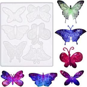 2 Pack Butterfly Silicone Mold 3D Butterfly Epoxy Resin Mold Butterfly Resin Mold 6 Styles Butterfly Jewelry Pendant Mold for Keychain Earring Necklace Brooch Crafts DIY Gifts(2)