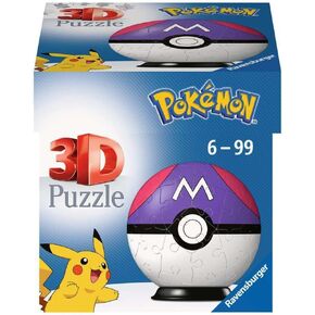 Ravensburger 3D Puzzle 11564 - Puzzle Ball Pokémon Pokéballs - Master Ball - [EN] Master Ball - 54 Pieces - for Pokémon Fans from 6 Years