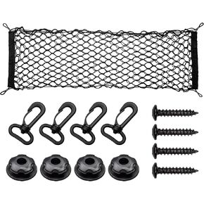Cargo Net for SUV Trunk Net Organizer 35.4 x 11.8 inches, Elastic Heavy Duty Storage Mesh Net with Hooks Double-Layer Car Rear Cargo Net for Sedan, Vehicle
