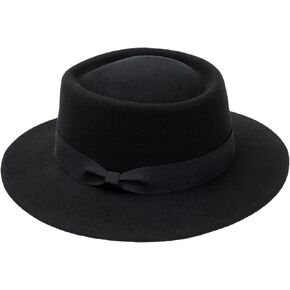 Pork Pie Hat for Men Women Short Brim Fedora Flat Hat Wool Felt Boater Panama Hats
