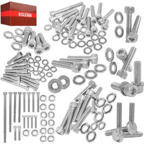 130pcs Engine Polished Bolt Screw Kit Set Compatible for 1993-2008 Sportrax 300 TRX300EX 2x4 Motorcycle Stainless Steel Bolts