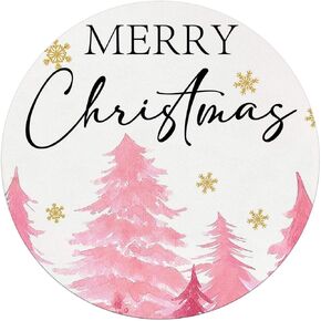 QUICQOD Christmas Winter Round Mouse Pads for Desk, Pink Santa Claus Portable Mouse Pad 8.7x8.7 Inches, Non-Slip Mousepads for Home Office Dorm Desk Decor Accessories, Teen Girls Gifts