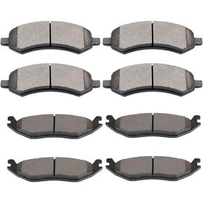 Front Rear Ceramic Brake Pads Sets Compatible with 2007-2009 Chrysler Aspen,2007-2009 Dodge Durango,2006-2010 Dodge Ram 1500,2011-2018 Ram 1500