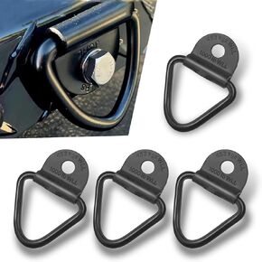 Pack-4 Car V-Trunk Fastening Hook, 2.3" x 2.2" Multifunctional Metal V-Hook Cargo Tie-Down Anchor, Vehicle Rail Tie-Down Accessory with Mounting Holes, Universal for Cars Trucks Vans (Black)