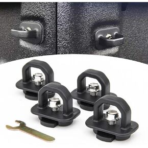ZKFAR 4 PCS Car Rear Trunk Tie-Down Anchors Sets, Waterproof Durable Portable Metal Truck Modified Lock Shackle Accessories, Trailer Box Replacements Compatible with Silverado Pickup (Black)