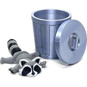 Articulated Racoon with Trash Can, 3D Printed Movable Racoon, Black and White Trashcan Raccoon, Trash Panda, Articulated Racoon Fidget Toy for ADHD Autism AR001 (Small - 3.25 Inches)