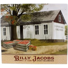 Crossroads 12"" 2025 Large Monthly Wall Calendar by Billy Jacobs with Rustic Country Farmhouse Theme Pictures, Brown, White