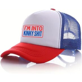 Generic Vintage Retro Style Throwback 80's Novelty Cap I'M INTO KINKY SHIT Funny Trucker Baseball Cap Hat Gag Gifts Snapback Hat Drinking Joke Baseball Cap for Men Women RED, White and Blue in Saudi Arabia