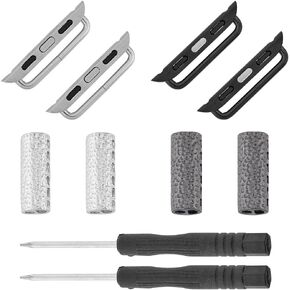 DICOSMETIC 8Pcs 4 Colors Watch Band Adapter Stainless Steel Strap Connector Set Replacement Watch Strap Link Connector with Alloy Steel Screwdriver for DIY Watch Crafting