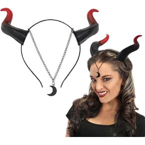 mdgfge Gothic Demon Horns Headband Devil Horn Hairband Headpiece Halloween Dress Up Hair Accessories for Halloween Party Women Men Cosplay Accessory