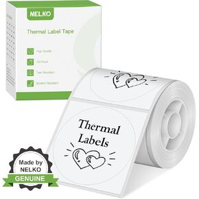 Thermal Labels for Nelko PM220 Label Maker, 1.18'' x 1.18'' (30x30mm) Thermal Sticker Label, Waterproof, Multi-Purpose Label Tape, 1 Roll of 200 Self-Adhesive Thermal Paper (White)