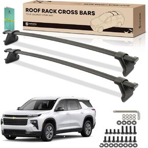 YHTAUTO 165 Lbs Roof Rack Cross Bars w/Hardware Fit Chevrolet Traverse 2022 2023 (with Raised Side Rails), T6063 Aluminum CrossBars Anti-Rust for Skiboard Kayak Snowboard Bike Rooftop Cargo Luggage