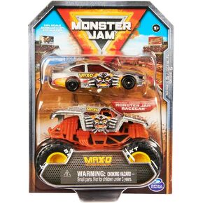 Monster Jam Official 1:64 Scale Diecast 2-Pack Series 5 Monster Truck and Race Car: Max-D