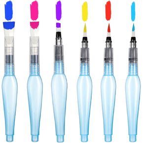 6 Pcs Watercolour Brush Pens, Refillable Water Brush Pens, Watercolor Paint Pens, Water Soluble Colored Pencil for All Water Soluble Pigment and Watercolor Media
