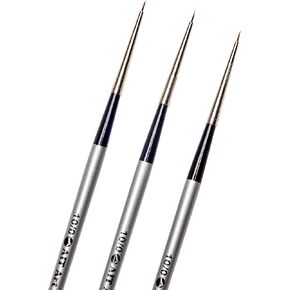 AIT Art Select Round Detail Paint Brushes, Size 10/0, Pack of 3, Pure Russian Red Sable, Handmade in Germany for Crafting Exquisite Details Using Oil, Acrylic, or Watercolors