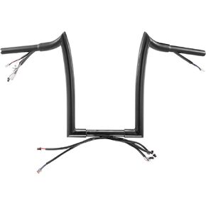 MoKitDora Softail Dyna Pre-wired Handlebar 12" Rise Ape Hangers 1.25" Fat 1" Clamp Meathook Bars for 2016-up Harley Softail 2016-2017 Dyna low Rider S Models, Black
