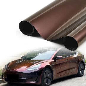 High Glossy Chameleon Charming Red to Mysterious Black Car Vinyl Wrap Film Gloss Metallic Color Change Finish Car Protective Film for Vehicle Interior Exterior Decoration, 59.84" x 11.81"