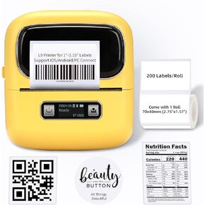 L9 Label Maker, 3 Inch Thermal Printer Support 25-80mm Width Label, Bluetooth Portable Label Maker Machine with Tape with 1 Roll 70x40mm Labels for Product, Address, Clothing, Barcode & Small Business