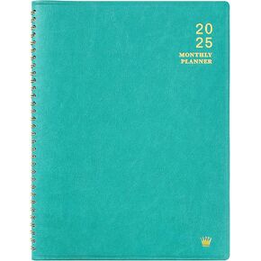 2025 Monthly Planner - Jan 2025 - Dec 2025, 12 Months Calendar/Planner with Faux Leather, 8.86" x 11.4", 15 Notes Pages, Strong Twin - Wire Binding, Pocket, Monthly Tabs, Perfect Organizer- Green