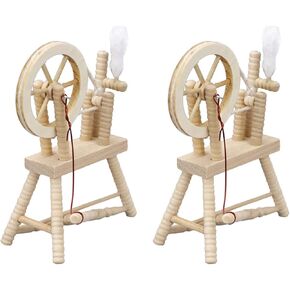 Toyvian 2pcs 1: 12 Dollhouse Miniature Furniture Mini Wooden Hand Reeling Machine Spinning Wheel Model Dollhouse Decoration Accessories Photo Props
