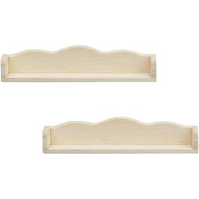 ibasenice 2pcs Dollhouse Wall Shelf Miniature Wooden Shelves 1: 12 Scale Tiny Wood Storage Rack Model for Doll House Kitchen Furniture Accessories