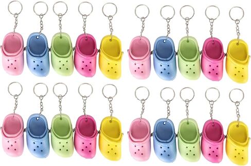 20 قطعة من سلاسل المفاتيح ذات النعال، 5 ألوان من سلاسل مفاتيح الأحذية المصنوعة من السيليكون، سلسلة مفاتيح من النعال على الشاطئ، قابلة لإعادة الاستخدام من أجل حقيبة الظهر ومحفظة الأمتعة، هدايا الحفلات in Kuwait