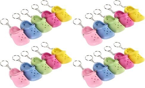 20 قطعة من سلاسل المفاتيح ذات النعال، 5 ألوان من سلاسل مفاتيح الأحذية المصنوعة من السيليكون، سلسلة مفاتيح من النعال على الشاطئ، قابلة لإعادة الاستخدام من أجل حقيبة الظهر ومحفظة الأمتعة، هدايا الحفلات in Kuwait
