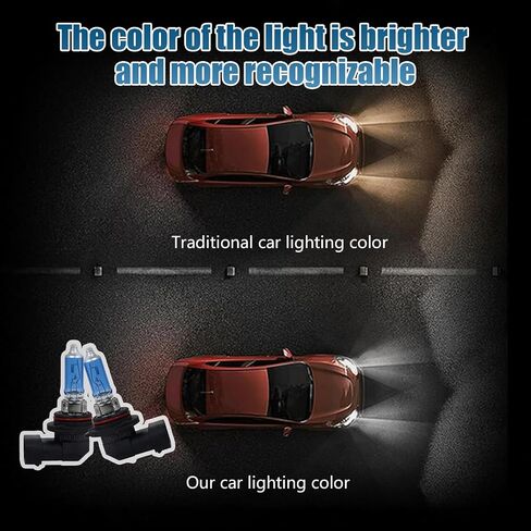 2 PCS Car HB3/9005 Halogen Bulb, 12V 100W P20D Lamp Base High Beam Low Beam Driving Shockproof Quartz Glass Super Bright Fog Light, Plug and Play Bulb, Suitable for Most Cars (White) in Saudi Arabia