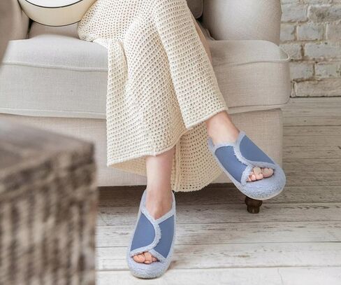 KUAILU Women Cozy Slippers Comfortable Suede Faux Fluff Warm Sherpa Lining House slippers for ladies Bedroom Memory Foam Cushioned Orthotic Open Toe Slides Thick Hard Sole Indoor&Outdoor (US Size 5-11) in Saudi Arabia