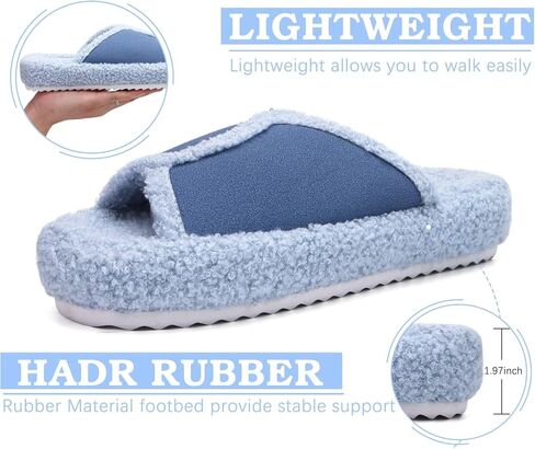 KUAILU Women Cozy Slippers Comfortable Suede Faux Fluff Warm Sherpa Lining House slippers for ladies Bedroom Memory Foam Cushioned Orthotic Open Toe Slides Thick Hard Sole Indoor&Outdoor (US Size 5-11) in Saudi Arabia