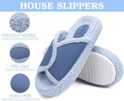 KUAILU Women Cozy Slippers Comfortable Suede Faux Fluff Warm Sherpa Lining House slippers for ladies Bedroom Memory Foam Cushioned Orthotic Open Toe Slides Thick Hard Sole Indoor&Outdoor (US Size 5-11) in Saudi Arabia