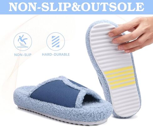 KUAILU Women Cozy Slippers Comfortable Suede Faux Fluff Warm Sherpa Lining House slippers for ladies Bedroom Memory Foam Cushioned Orthotic Open Toe Slides Thick Hard Sole Indoor&Outdoor (US Size 5-11) in Saudi Arabia