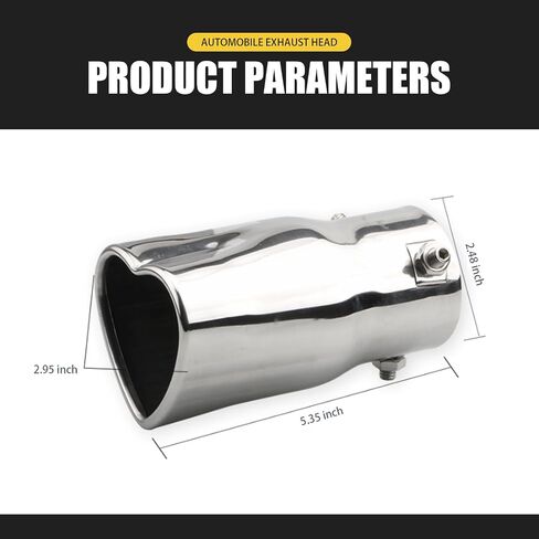 1 PC Car Exhaust Pipe Muffler, 5.35" x 2.95" x 2.48" Creative Heart Shape Stainless Steel Exhaust Tail Throat, Screw Fixed Installation Repair Parts, Compatible with Most Cars (Silver) in Saudi Arabia