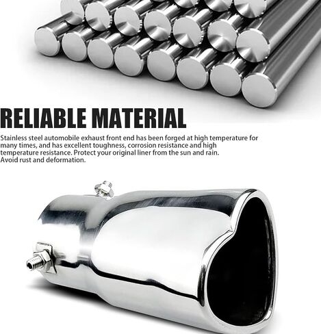 1 PC Car Exhaust Pipe Muffler, 5.35" x 2.95" x 2.48" Creative Heart Shape Stainless Steel Exhaust Tail Throat, Screw Fixed Installation Repair Parts, Compatible with Most Cars (Silver) in Saudi Arabia
