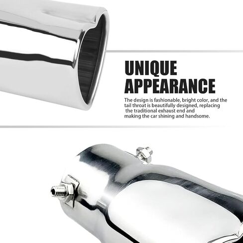 1 PC Car Exhaust Pipe Muffler, 5.35" x 2.95" x 2.48" Creative Heart Shape Stainless Steel Exhaust Tail Throat, Screw Fixed Installation Repair Parts, Compatible with Most Cars (Silver) in Saudi Arabia