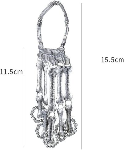 YERTTER النساء خمر الجمجمة أصابع هيكل عظمي معدني سوار حلقة الهيب هوب شارع الرقص تأثيري معصمه لجميع القديسين ومهرجان خاص (أسود) in Kuwait