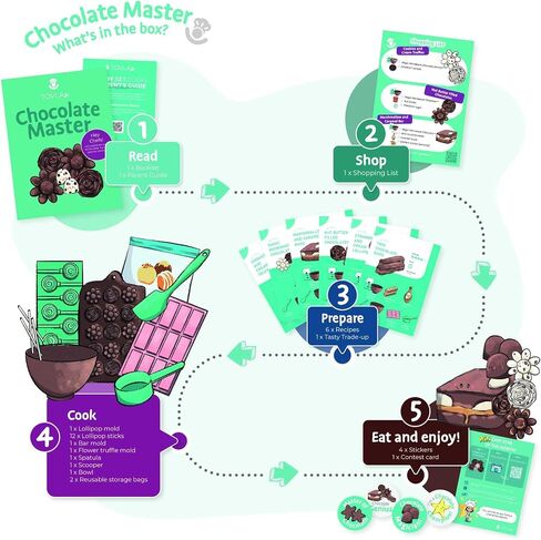 Tovla Jr. Ultimate Chocolate-Making Kit for Kids – Fun DIY Candy & Dessert Kit, STEM Activity for Ages 4+, Visual Learning Chocolate Molds & Tools Set, Great Gift for Young Chefs in Kuwait
