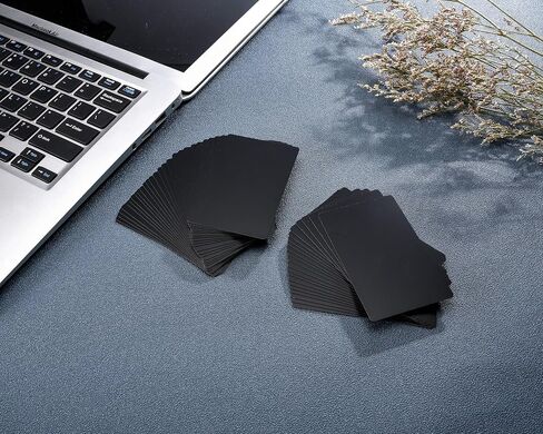 FALETO 50Pcs Metal Business Cards Aluminum Blanks Laser Engraved DIY Gift Cards 0.42mm Thick Black in Saudi Arabia