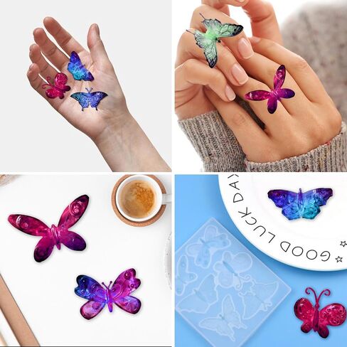 2 Pack Butterfly Silicone Mold 3D Butterfly Epoxy Resin Mold Butterfly Resin Mold 6 Styles Butterfly Jewelry Pendant Mold for Keychain Earring Necklace Brooch Crafts DIY Gifts(2) in Kuwait