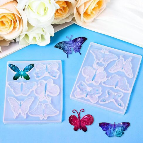 2 Pack Butterfly Silicone Mold 3D Butterfly Epoxy Resin Mold Butterfly Resin Mold 6 Styles Butterfly Jewelry Pendant Mold for Keychain Earring Necklace Brooch Crafts DIY Gifts(2) in Kuwait