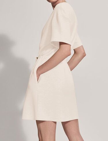 MISSACTIVER Women Summer Mini Dress Crew Neck Short Sleeve T Shirt Dress Casual Elastic Waist Short Dresses with Pockets in Kuwait