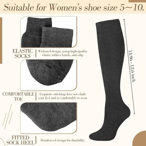ramede 20 Pairs Warm Winter Knee High Socks Thick Socks Women Long Thermal Socks for Work Home Gift Favors in Kuwait